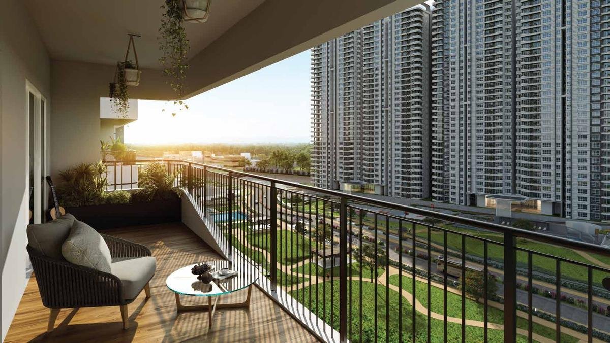 Wrap-around balcony overlooking the township greens