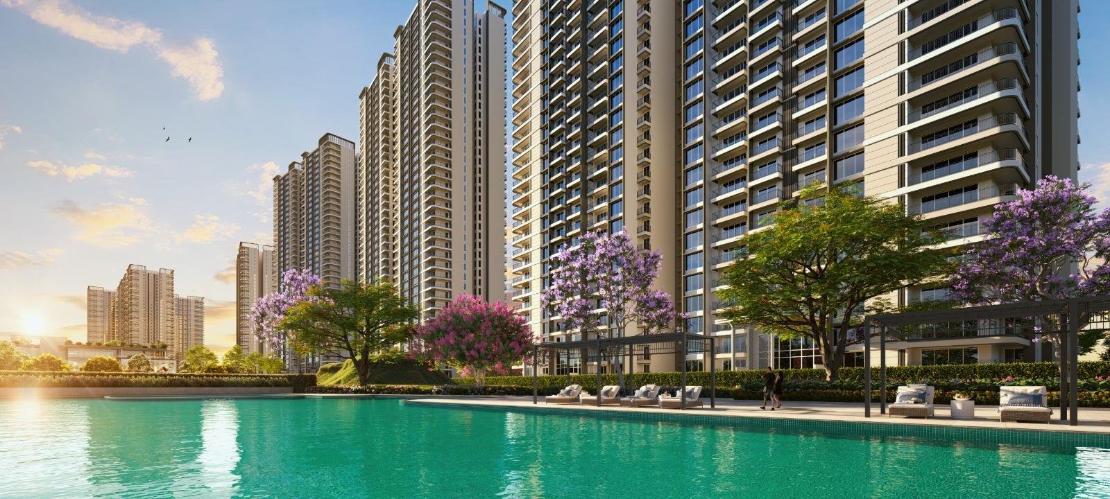 Pool deck with towers